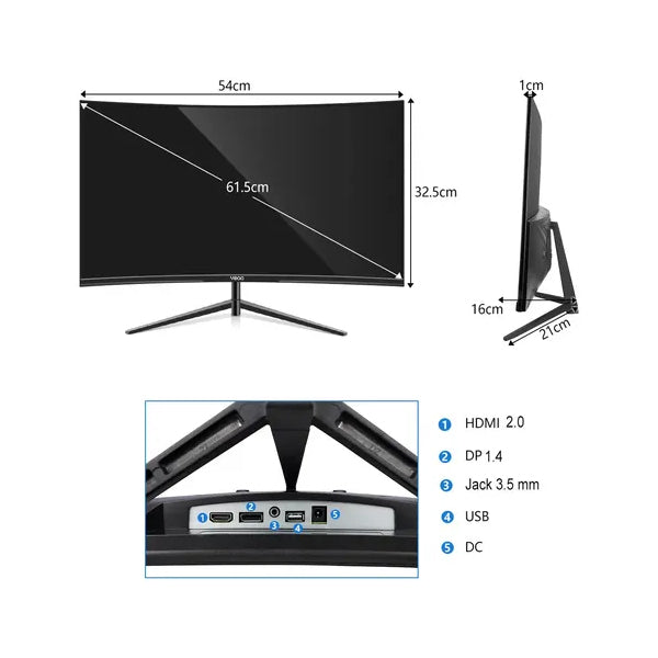 Monitor Gamer 24" VEDD | LED Curvo - FULL HD